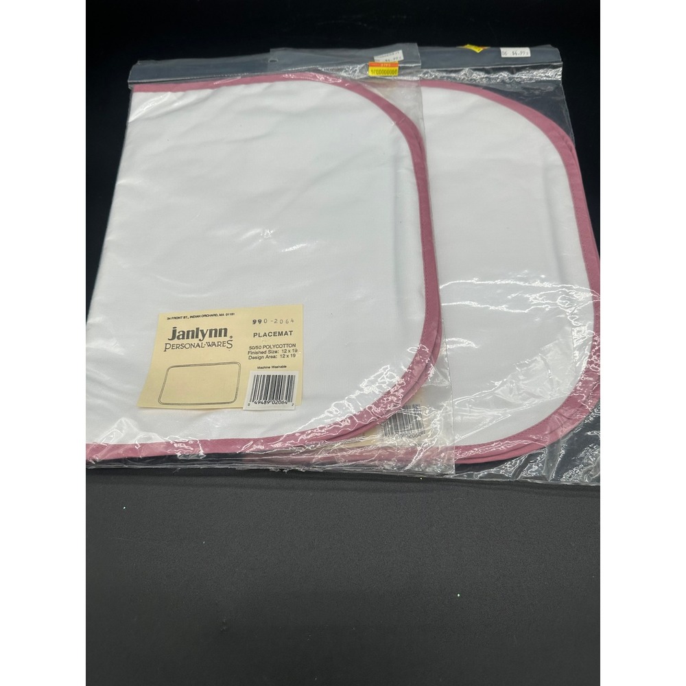 Janlynn Personal Wares White Pink Border Placemats Set of 2 990-2064‎ DIY Craft